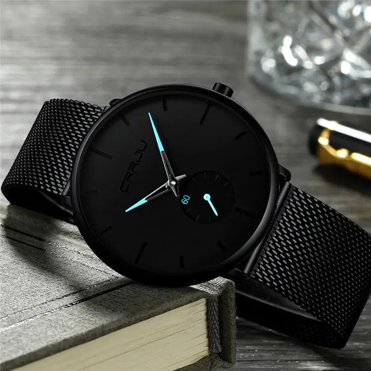CRRJU Men's Simple Thin Quartz Watch