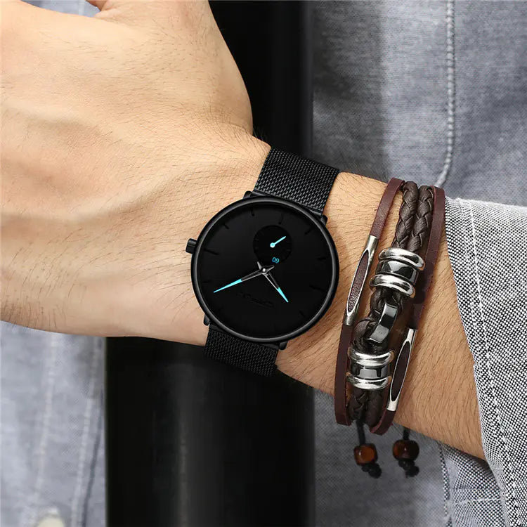 CRRJU Men's Simple Thin Quartz Watch