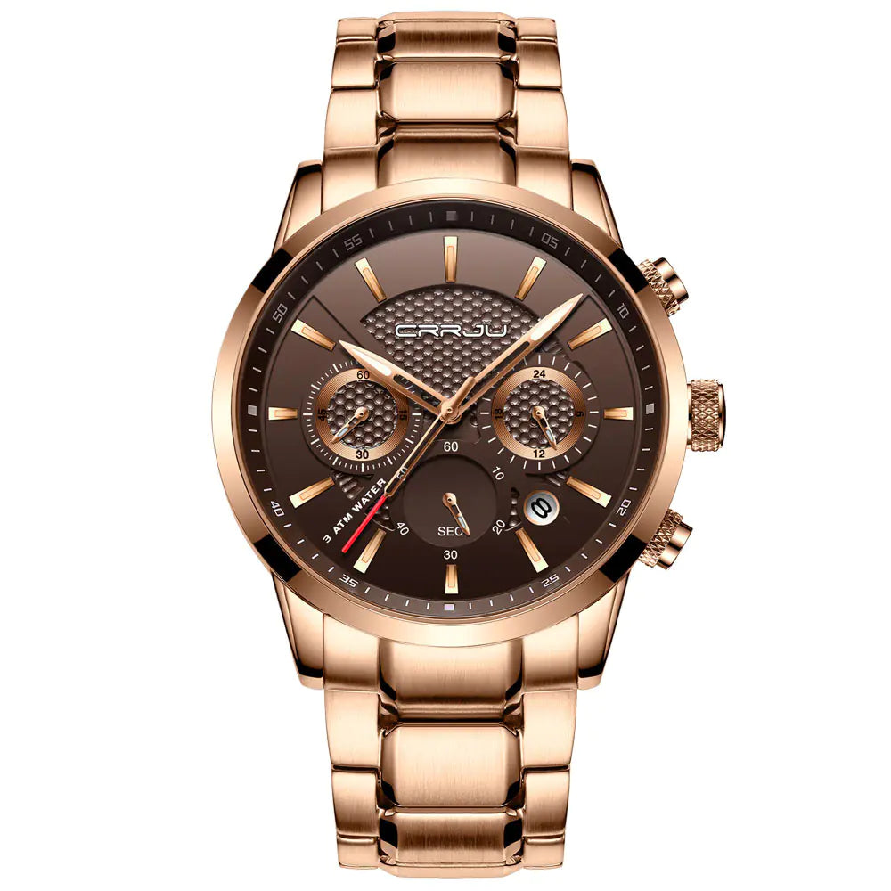 CRRJU Men's Sports Watch with Six-Hand Quartz Design