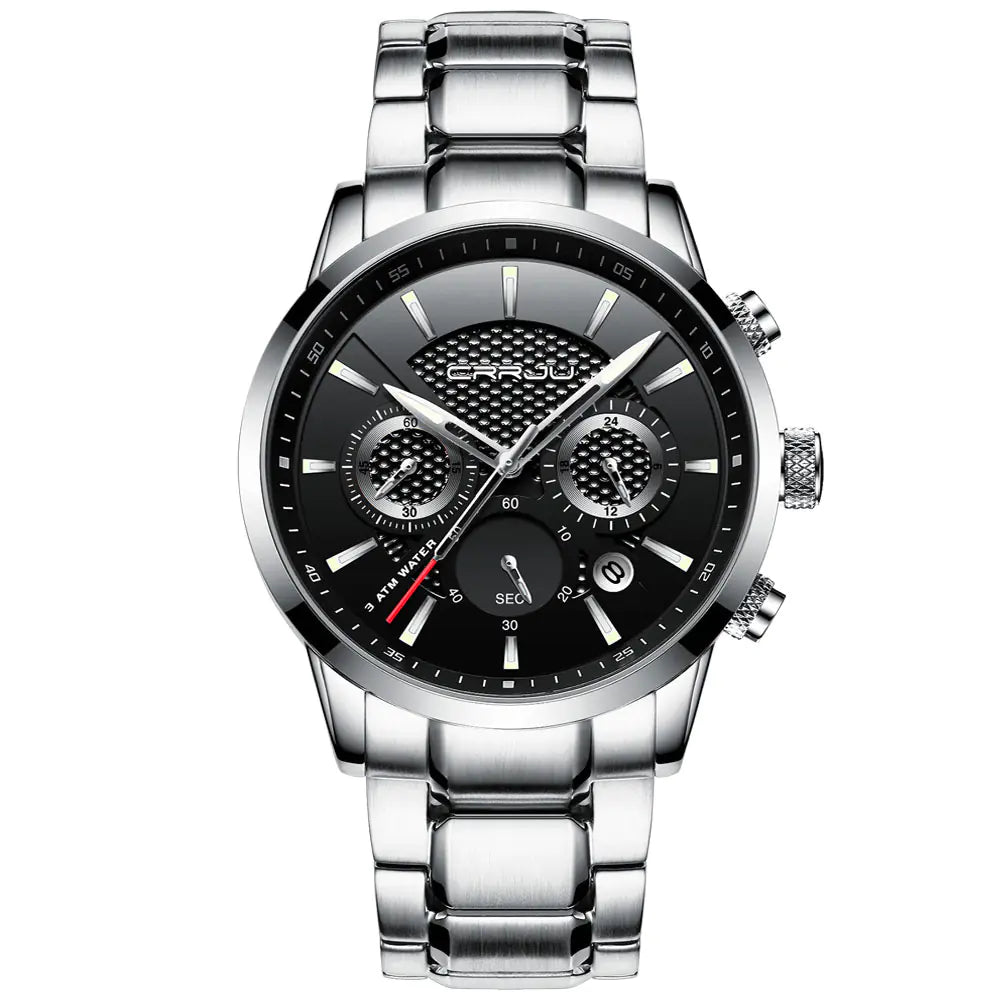 CRRJU Men's Sports Watch with Six-Hand Quartz Design