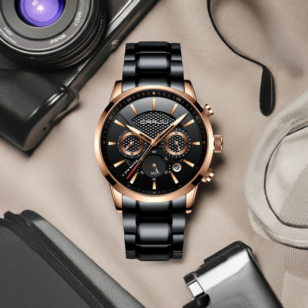 CRRJU Men's Sports Watch with Six-Hand Quartz Design