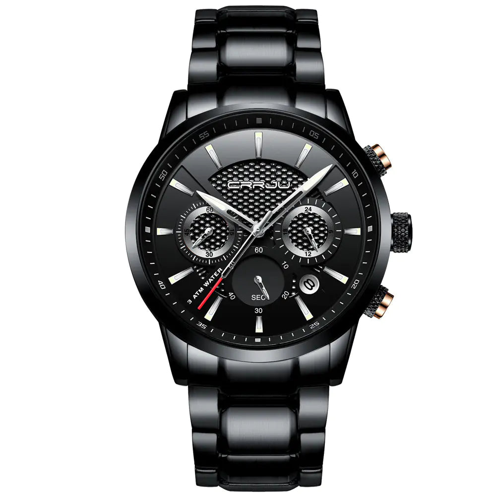 CRRJU Men's Sports Watch with Six-Hand Quartz Design