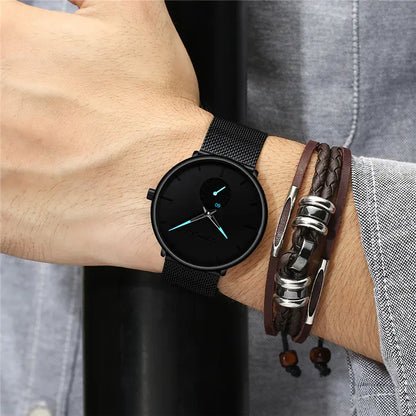 CRRJU Men's Simple Thin Quartz Watch