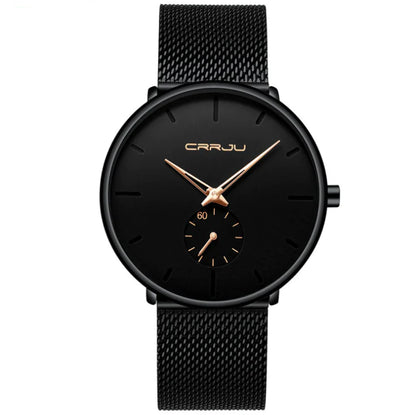 CRRJU Men's Simple Thin Quartz Watch