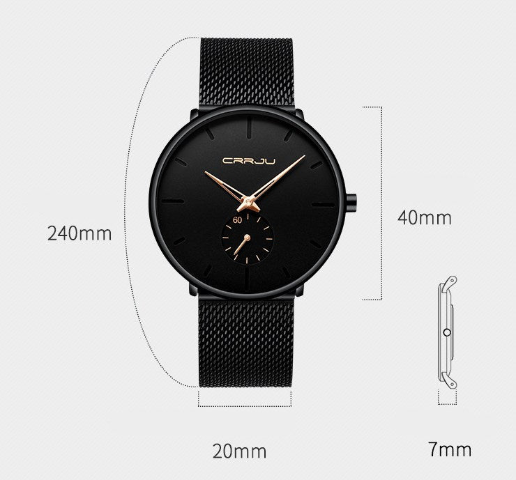CRRJU Men's Simple Thin Quartz Watch