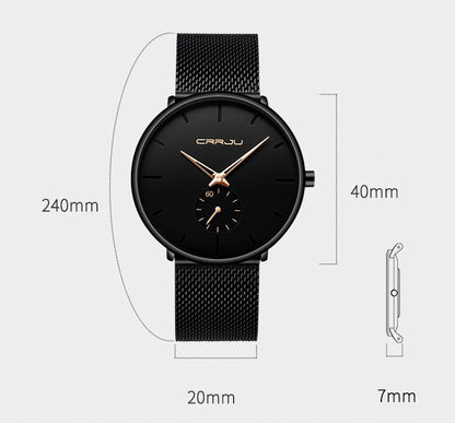 CRRJU Men's Simple Thin Quartz Watch